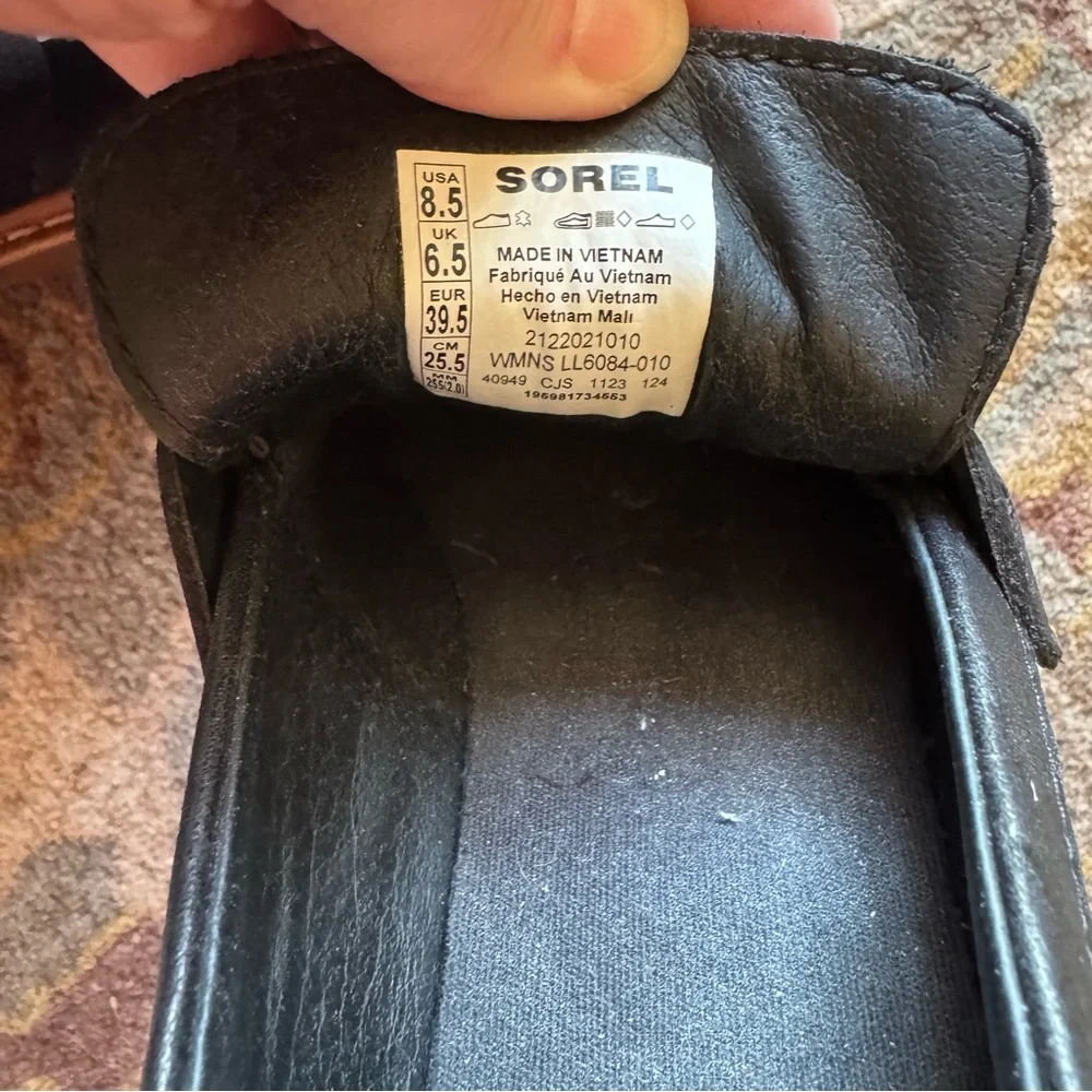 🦋Sorel Women's Black Chunky Joan Now City Leather Penny Loafers🦋 - Picture 10 of 11